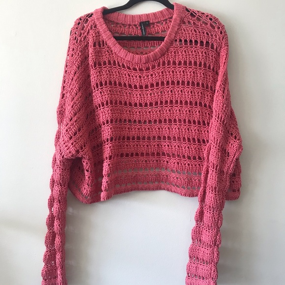 Moon & Madison Pink Crochet Sweater - Picture 2 of 6